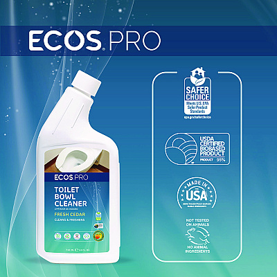 ECOS PRO Toilet Bowl Cleaner, Fresh Cedar Scent, 24 oz Squeeze Bottle, 6/Carton (EOPPL97036CT)