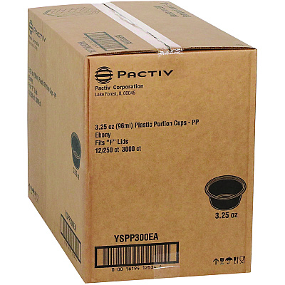 Pactiv Evergreen Plastic Portion Cup, 3.25 oz, Black, 3,000/Carton (PCTYSPP300EA)