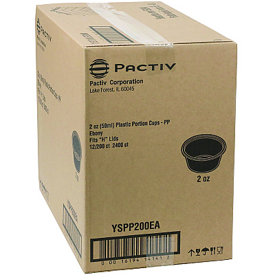 Pactiv Evergreen Plastic Portion Cup, 2 oz., Black, 2,400/Carton (PCTYSPP200EA)