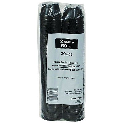 Pactiv Evergreen Plastic Portion Cup, 2 oz., Black, 2,400/Carton (PCTYSPP200EA)