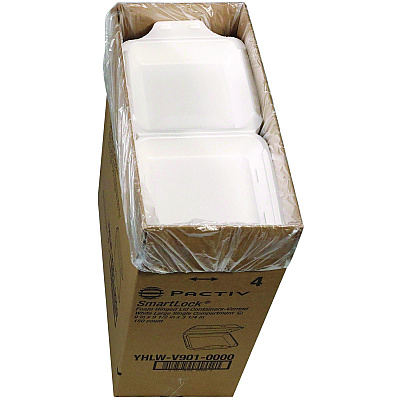 Pactiv Evergreen SmartLock Vented Foam Hinged Lid Container, 9 x 9.5 x 3.3, White, 150/Carton (PCTYHLWV9010000)