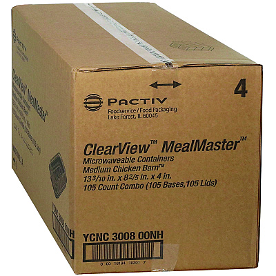 Pactiv Evergreen ClearView MealMaster Chicken Barn, 13.3 x 8.4 x 4, Black/Clear, 105/Carton (PCTYCNC300800NH)
