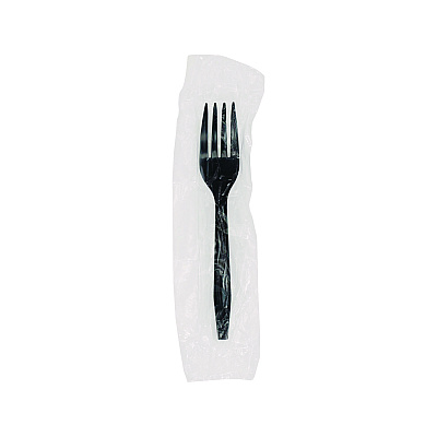 Pactiv Evergreen Meadoware Cutlery, Individually Wrapped, Fork, Black, 1,000/Carton (PCTMKFE)