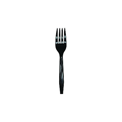 Pactiv Evergreen Meadoware Cutlery, Individually Wrapped, Fork, Black, 1,000/Carton (PCTMKFE)