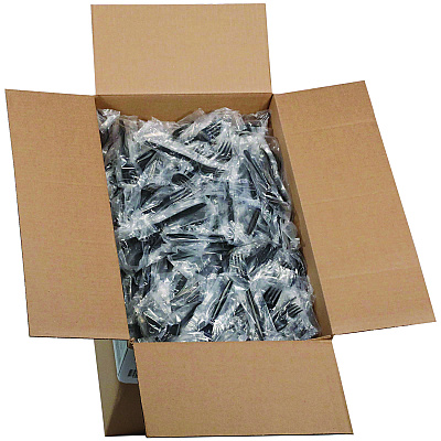 Pactiv Evergreen Meadoware Cutlery, Individually Wrapped, Fork, Black, 1,000/Carton (PCTMKFE)