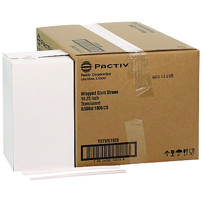 Pactiv Evergreen Giant Paper-Wrapped Straw, 10.25", Translucent, 1,800/Carton (PCTYSTWG1026)