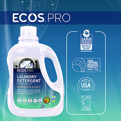ECOS PRO Laundry Detergent Liquid, Magnolia and Lily Scent, 170 oz Jug, 2/Carton (EOPPL937202CT)