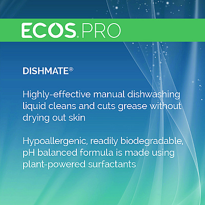 ECOS PRO Dishmate Manual Dish Liquid, Free and Clear, 25 oz Squeeze Bottle, 6/Carton (EOPPL97216CT)