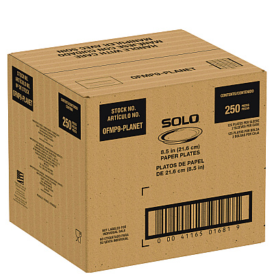 Solo Compostable Paper Dinnerware, ProPlanet Seal, Plate, 9" dia, White, 250/Carton (SCCOFMP9PLANET)