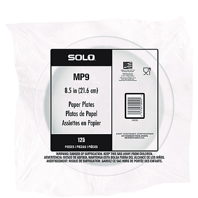 Solo Compostable Paper Dinnerware, ProPlanet Seal, Plate, 9" dia, White, 250/Carton (SCCOFMP9PLANET)