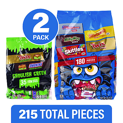 MARS Mixed Chocolate and Sugar Variety, Halloween Bundle, 2 Bags, 215 Pieces (GRR60004104)