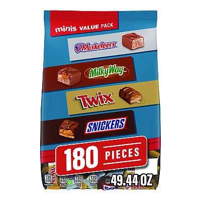 MARS Minis Variety Pack, Chocolate, 49.44 oz Bag, 180 Pieces (GRR22002451)