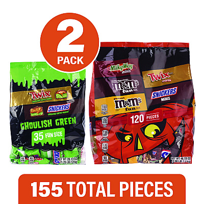 MARS Mixed Chocolate Variety, Halloween Bundle, Chocolate, Two Bags, 155 Pieces (GRR60004106)