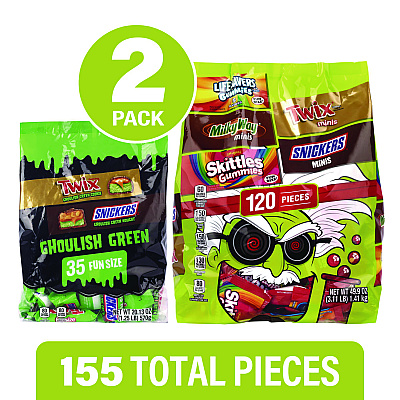 MARS Mixed Chocolate and Gummies Variety, Halloween Bundle, 2 Bags, 155 Pieces (GRR60004105)