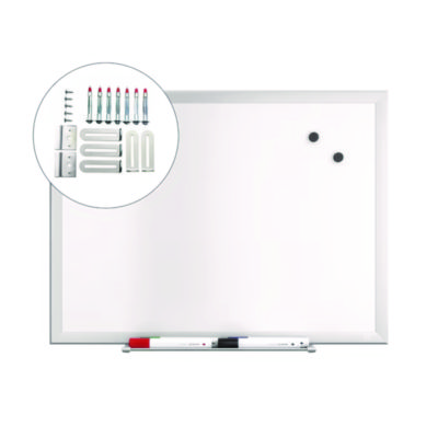 TRU RED Magnetic Steel Dry Erase Board, 18" x 24", White Surface, Gray/Natural Aluminum Frame (TUDTR61168)