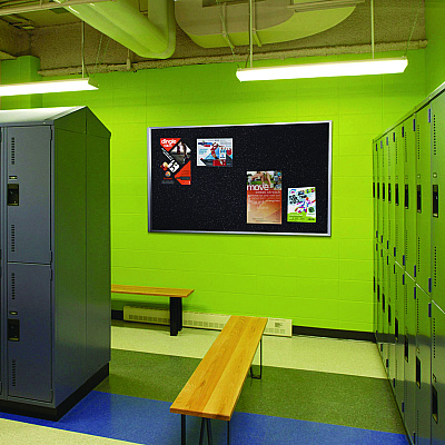 Ghent Recycled Bulletin Board, 87.91 x 48.5, Confetti Surface, Satin Aluminum Frame (GHEATR47CF)