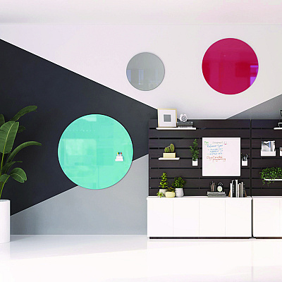 Ghent Coda Low Profile Circular Non-Magnetic Glassboard, 24 x 24, Denim Surface (GHECDAGN24DM)