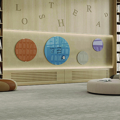 Ghent Coda Low Profile Circular Non-Magnetic Glassboard, 36 x 36, Denim Surface (GHECDAGN36DM)