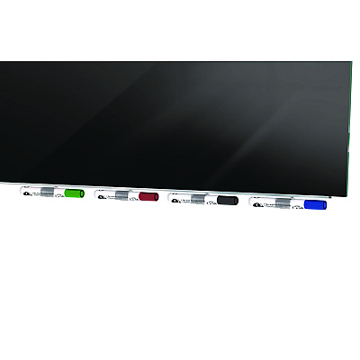 Ghent Aria Low-Profile Frameless Magnetic Glassboard, 48" x 36", Black Surface (GHEARIASM34BK)