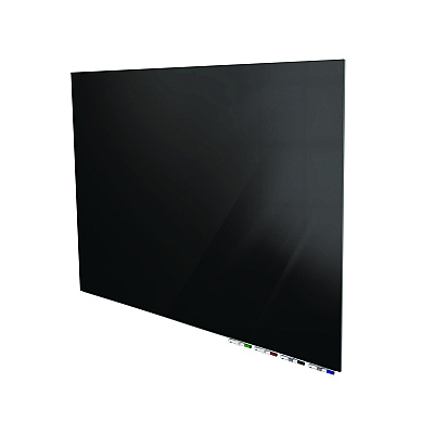Ghent Aria Low-Profile Frameless Magnetic Glassboard, 60" x 36", Black Surface (GHEARIASM35BK)