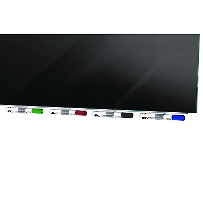 Ghent Aria Low-Profile Frameless Magnetic Glassboard, 60" x 36", Black Surface (GHEARIASM35BK)