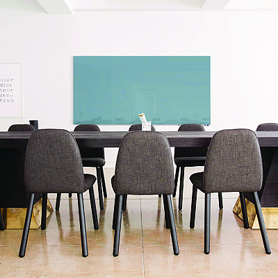 Ghent Aria Low-Profile Frameless Magnetic Glassboard, 60" x 36", Denim Blue Surface (GHEARIASM35DM)