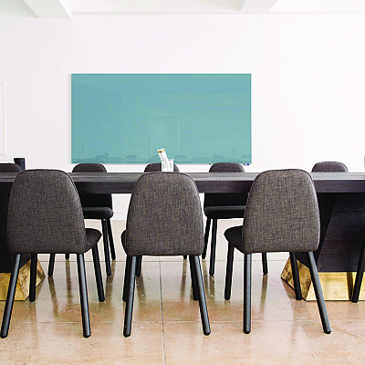 Ghent Aria Low-Profile Frameless Magnetic Glassboard, 72" x 48", Denim Blue Surface (GHEARIASM46DM)