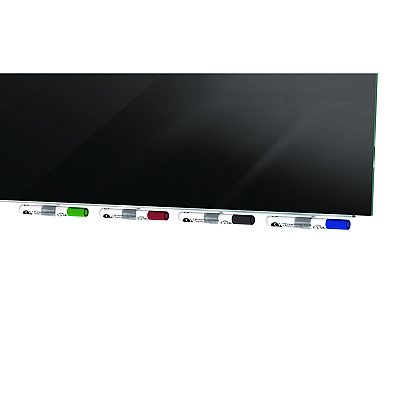 Ghent Aria Low-Profile Frameless Magnetic Glassboard, 96" x 48", Black Surface (GHEARIASM48BK)