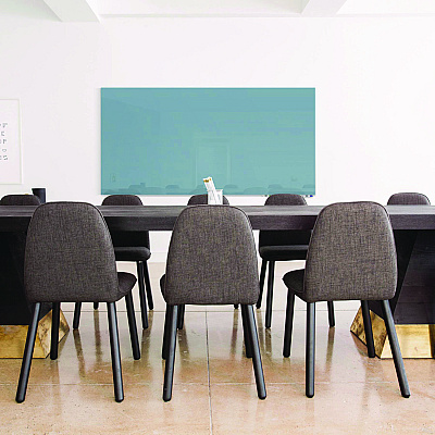 Ghent Aria Low-Profile Frameless Magnetic Glassboard, 120" x 48", Denim Blue Surface (GHEARIASM410DM)