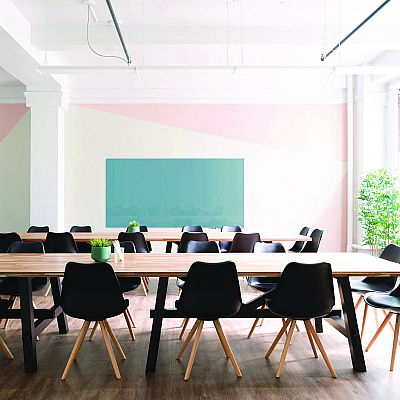 Ghent Aria Low-Profile Frameless Magnetic Glassboard, 72" x 48", Denim Blue Surface (GHEARIASM46DM)