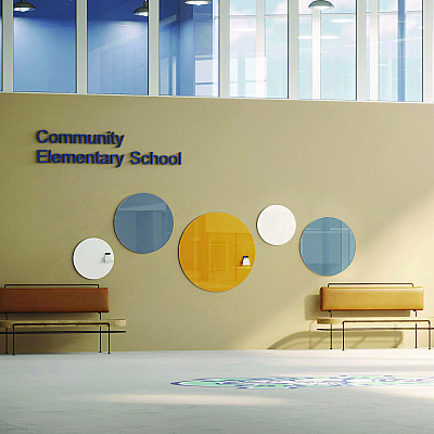 Ghent Coda Low Profile Circular Non-Magnetic Glassboard, 24 x 24, Denim Surface (GHECDAGN24DM)