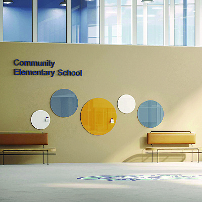 Ghent Coda Low Profile Circular Magnetic Glassboard, 48 x 48, Denim Surface (GHECDAGM48DM)