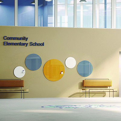 Ghent Coda Low Profile Circular Magnetic Glassboard, 36 x 36, Denim Surface (GHECDAGM36DM)