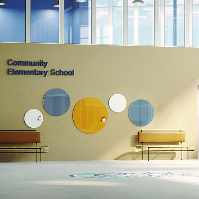 Ghent Coda Low Profile Circular Magnetic Glassboard, 24 x 24, Denim Surface (GHECDAGM24DM)