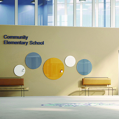 Ghent Coda Low Profile Circular Non-Magnetic Glassboard, 48 x 48, Denim Surface (GHECDAGN48DM)