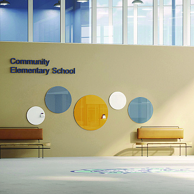 Ghent Coda Low Profile Circular Non-Magnetic Glassboard, 36 x 36, Denim Surface (GHECDAGN36DM)