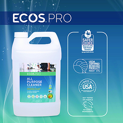 ECOS PRO Orange Plus All-Purpose Cleaner and Degreaser, Citrus Scent, 1 gal Bottle, 4/Carton (EOPPL970604CT)