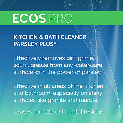 ECOS PRO Parsley Plus All-Purpose Kitchen and Bathroom Cleaner, Herbal Scent, 1 gal Bottle, 4/Carton (EOPPL974604CT)