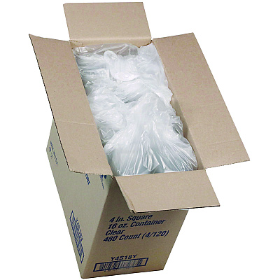 Pactiv Evergreen PET Square Container, 16 oz, 4 x 4 x 3, Clear, Plastic, 480/Carton (4S18Y)