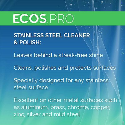 ECOS PRO Stainless Steel Cleaner and Polish, Free and Clear Scent, 32 oz Spray Bottle, 6/Carton (EOPPL93306CT)