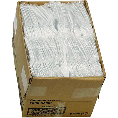 Pactiv Evergreen Fieldware Cutlery, Individually Wrapped, Mediumweight Spoon, Plastic, White, 1,000/Carton (FKSWCH)