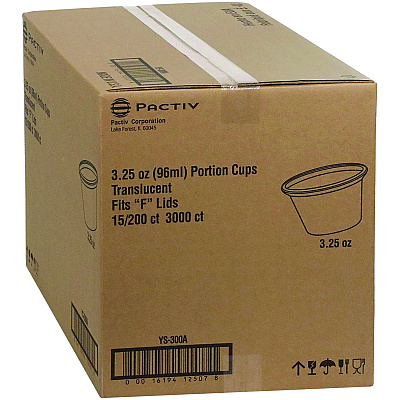 Pactiv Evergreen Plastic Portion Cup, 3.25 oz, Translucent, 3,000/Carton (YS300A)