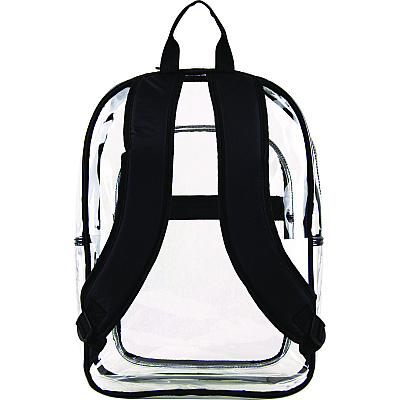 Eastsport Clear with Color Trim Backpack, 11.5" x 5" x 16.5", Clear/Black (190991EDBLK)