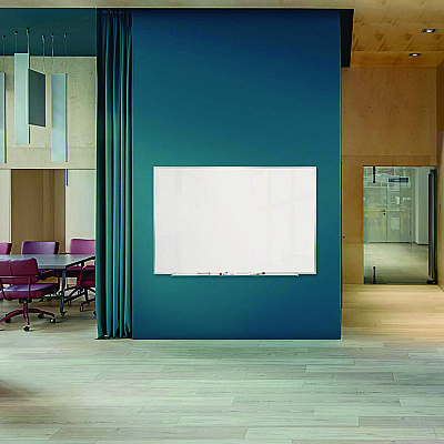 Ghent M1 Porcelain Magnetic Whiteboard, 87.91" x 48.5", White Surface, Satin Aluminum Frame (GHEM1474)
