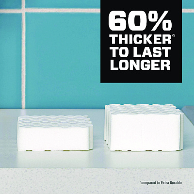 Mr. Clean Magic Eraser, Ultra-Thick, 4.6" x 2.3", 1.2" Thick, White, 5/Pack, 2 Packs/Carton (PGC12413)