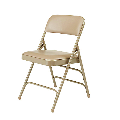 NPS 1300 Series Premium Vinyl Upholstered Triple Brace Double Hinge Folding Chair, Supports 500 lb, Beige Seat/Back/Base, 4/CT (1301)
