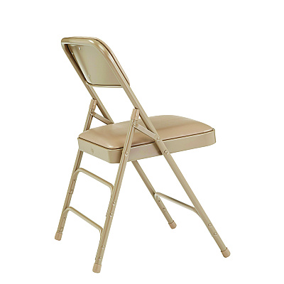 NPS 1300 Series Premium Vinyl Upholstered Triple Brace Double Hinge Folding Chair, Supports 500 lb, Beige Seat/Back/Base, 4/CT (1301)