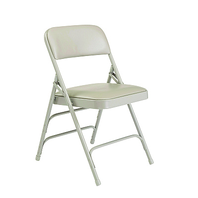 NPS 1300 Series Premium Vinyl Upholstered Triple Brace Double Hinge Folding Chair, Supports 500 lb, Gray Seat/Back/Base, 4/Carton (1302)