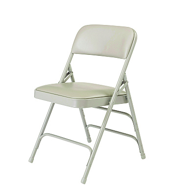 NPS 1300 Series Premium Vinyl Upholstered Triple Brace Double Hinge Folding Chair, Supports 500 lb, Gray Seat/Back/Base, 4/Carton (1302)