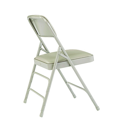 NPS 1300 Series Premium Vinyl Upholstered Triple Brace Double Hinge Folding Chair, Supports 500 lb, Gray Seat/Back/Base, 4/Carton (1302)